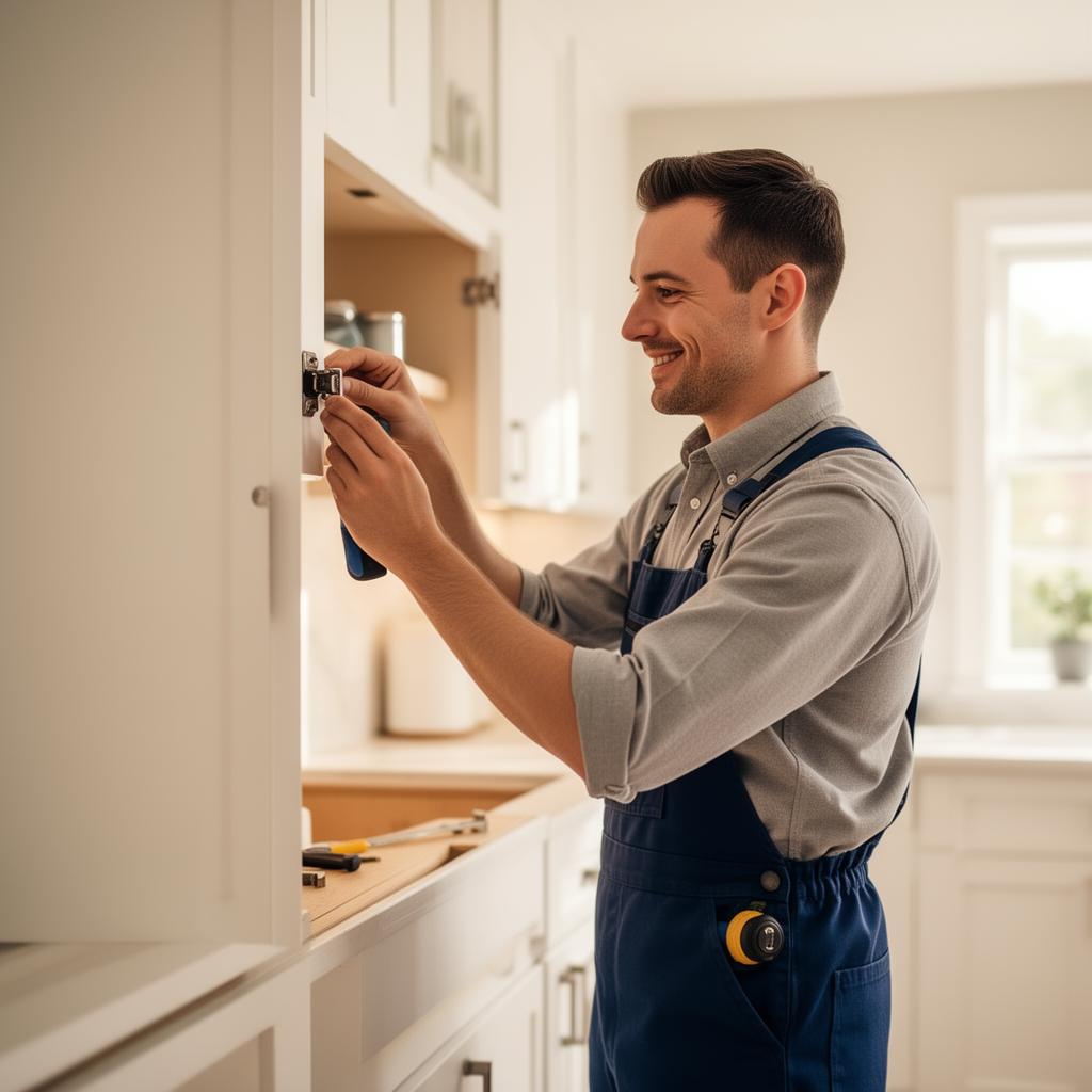 Handyman fixing a cabinet